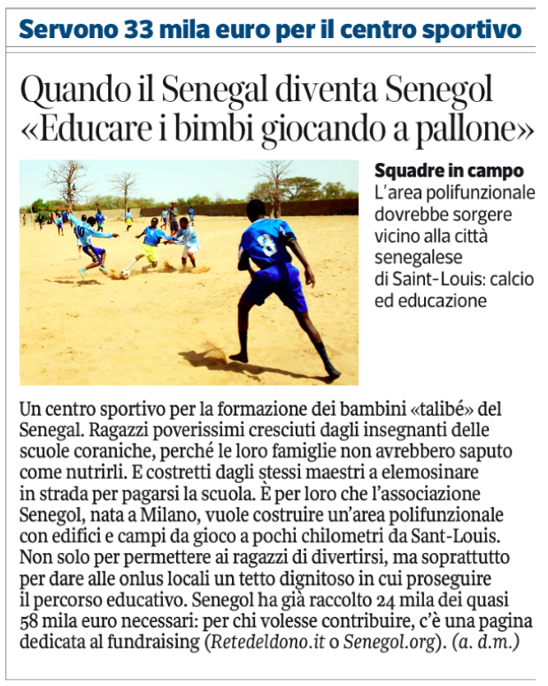 Un centro sportivo per i bambini del Senegal! di Senegol Un centro sportivo per i bambini del Senegal!-Senegol