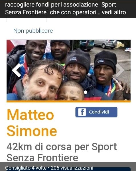 42km di corsa per Sport Senza Frontiere di Matteo Simone 42km di corsa per Sport Senza Frontiere-Matteo Simone