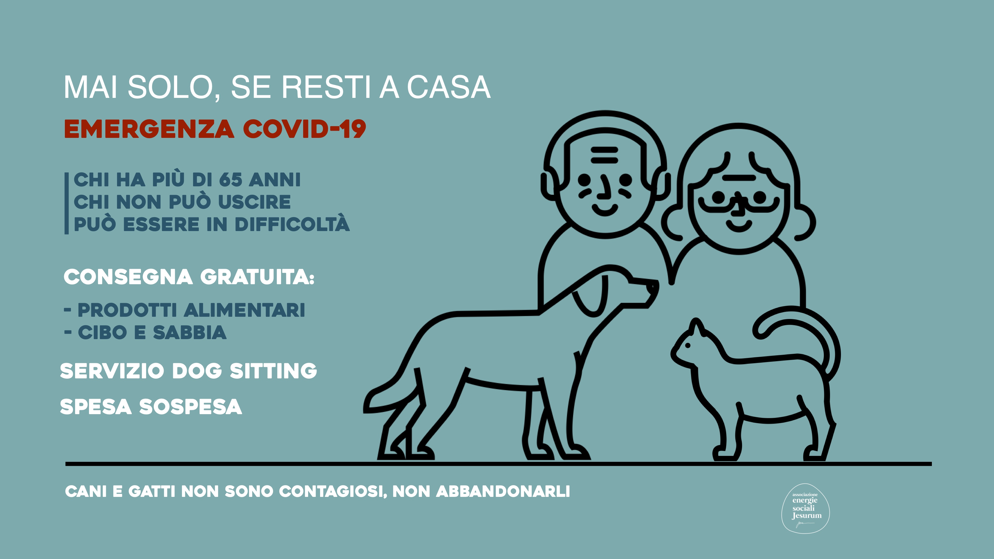 MAI SOLO, SE RESTI A CASA | COVID-19 di associazione Energie Sociali Jesurum MAI SOLO, SE RESTI A CASA | COVID-19-associazione Energie Sociali Jesurum
