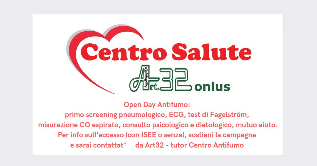 Centro Antifumo Territoriale: si parte! di Art32 Centro Antifumo Territoriale: si parte!-Art32