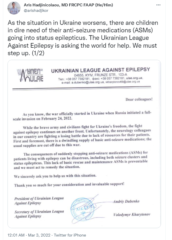 UCRAINA: EMERGENZA EPILESSIA di Associazione San Valentino OdV UCRAINA: EMERGENZA EPILESSIA-Associazione San Valentino OdV